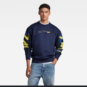 G-star raw mens 7411 logo sweatshirt classic streetwear casual crew spring neon
